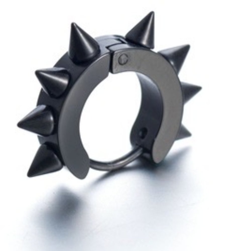 Unisex Stainless Steel Spike Huggie Earrings